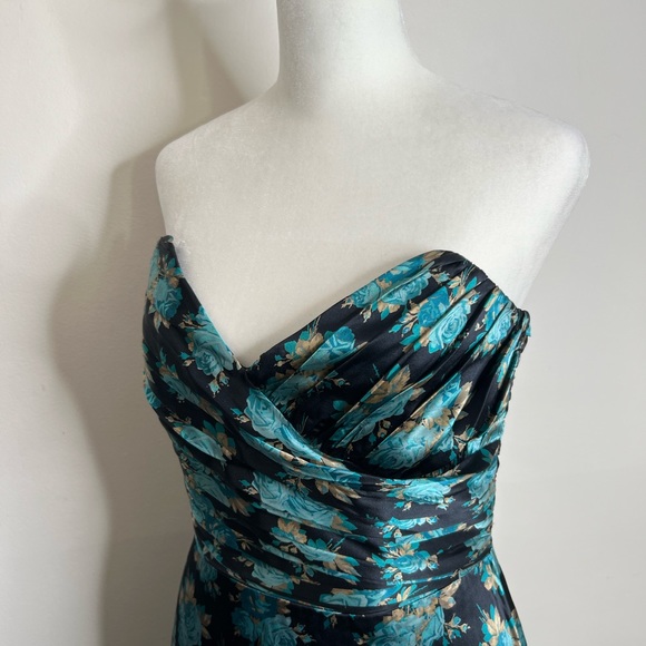 Vintage 90s Betsey Johnson Strapless Floral Silk Dress Size 6 NWT - Picture 4 of 16